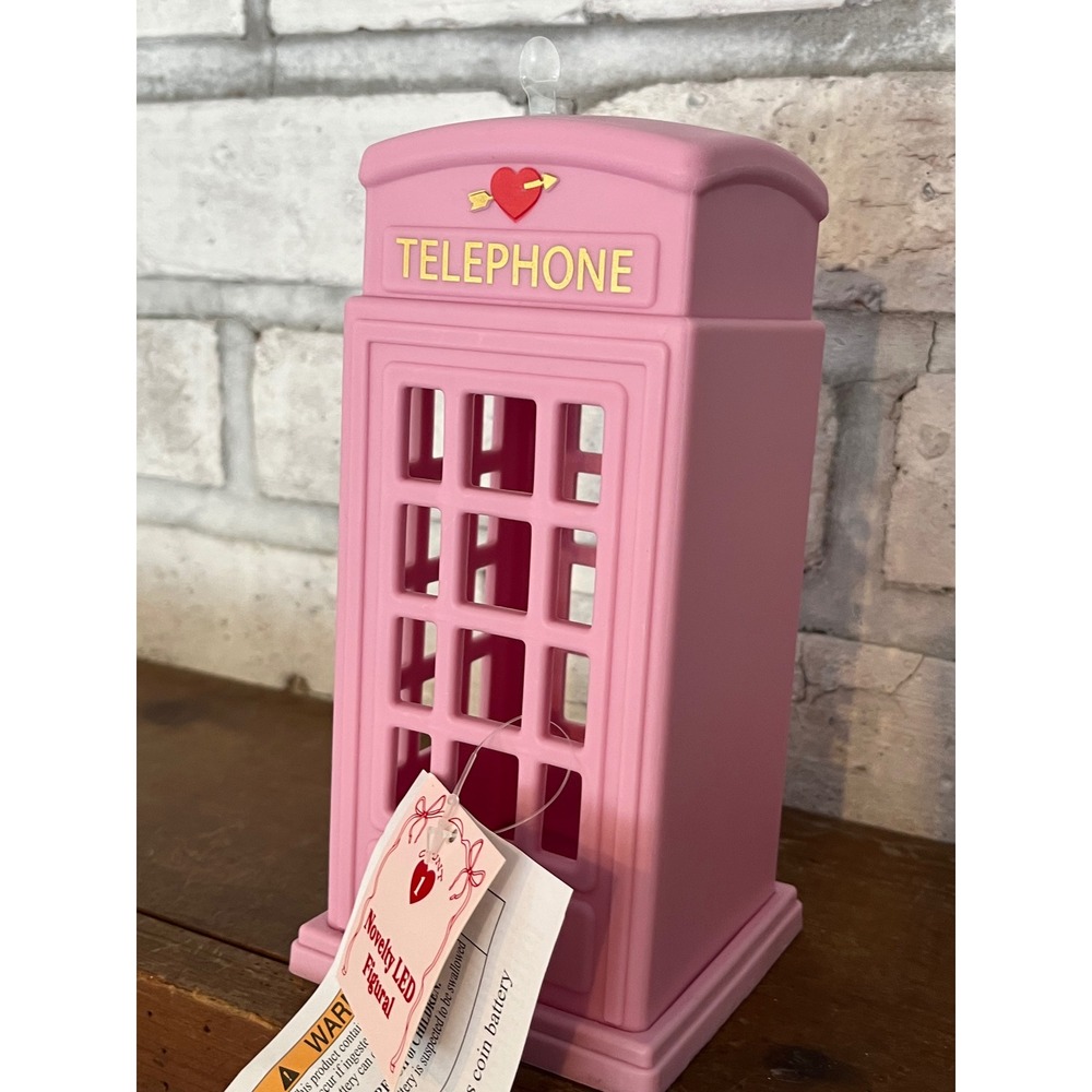 2026 Target Bullseye Playground Valentines Pink Telephone Booth Lights Up NWT - Picture 4 of 6